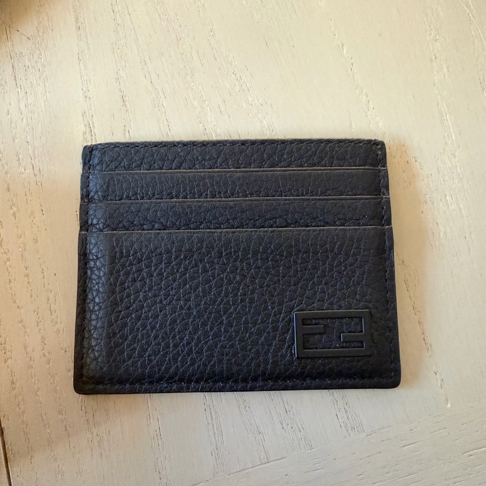 Fendi Black Textured Leather Card Holder